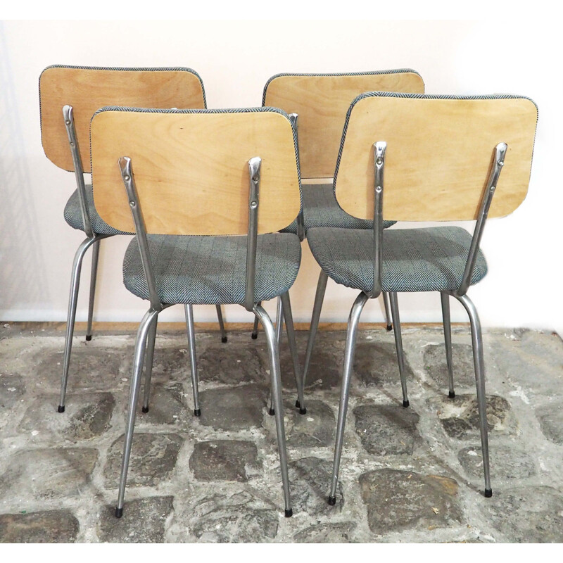 Set of 4 vintage reupholstered chairs