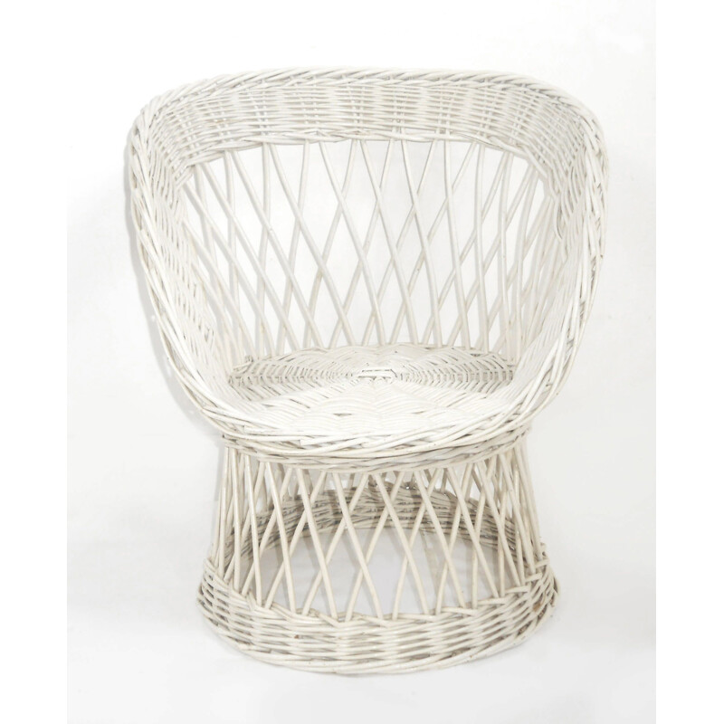 Vintage children's armchair in rattan 1960s