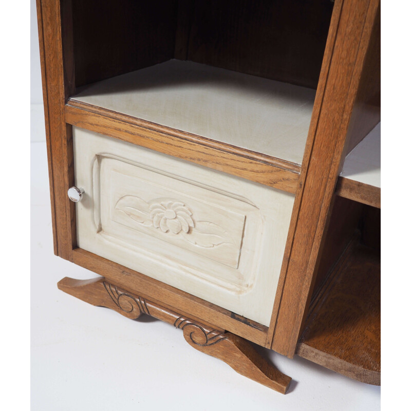 Vintage bedside table in wood and marble 1940s