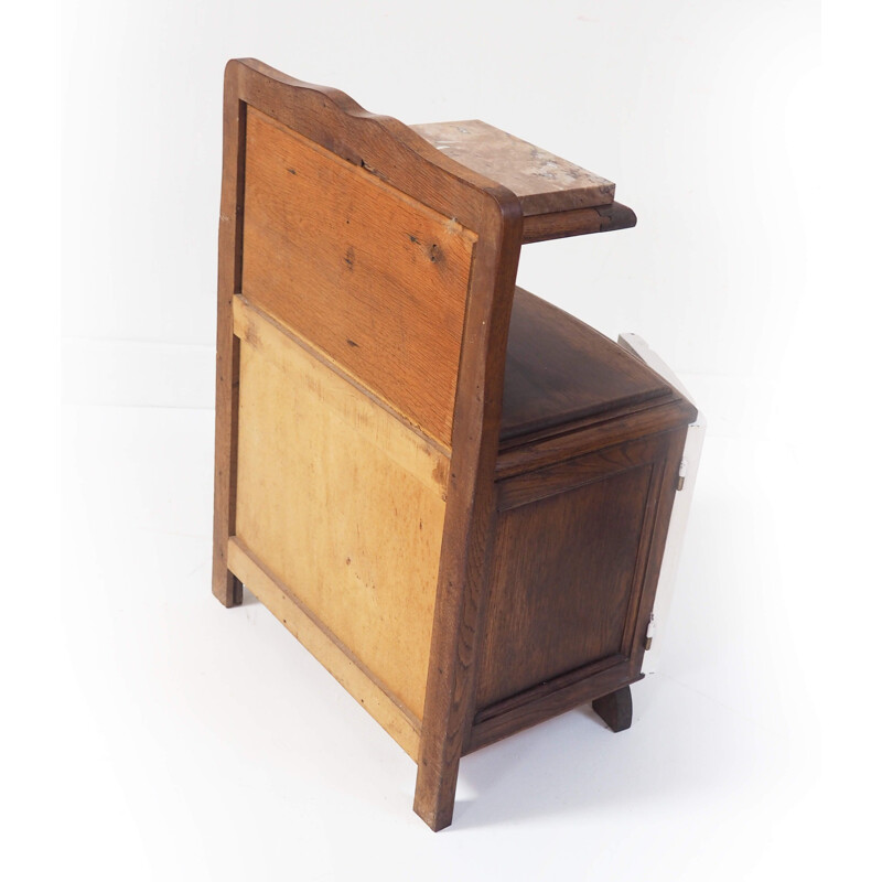 Vintage bedside table in wood and marble 1940s