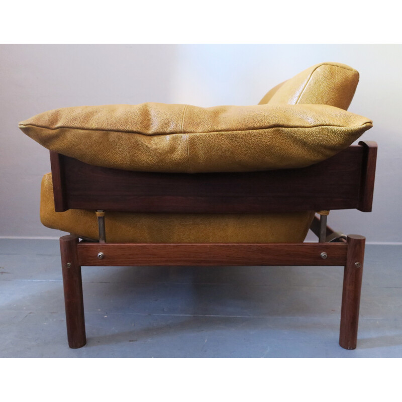 Armchair in rosewood and leather, Percival LAFER - 1960s