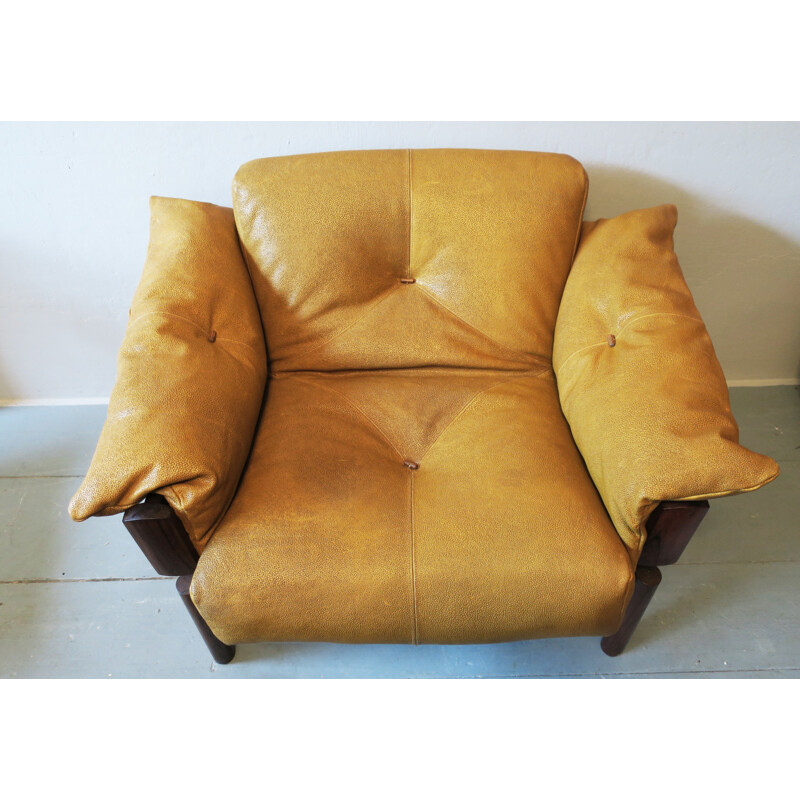 Armchair in rosewood and leather, Percival LAFER - 1960s