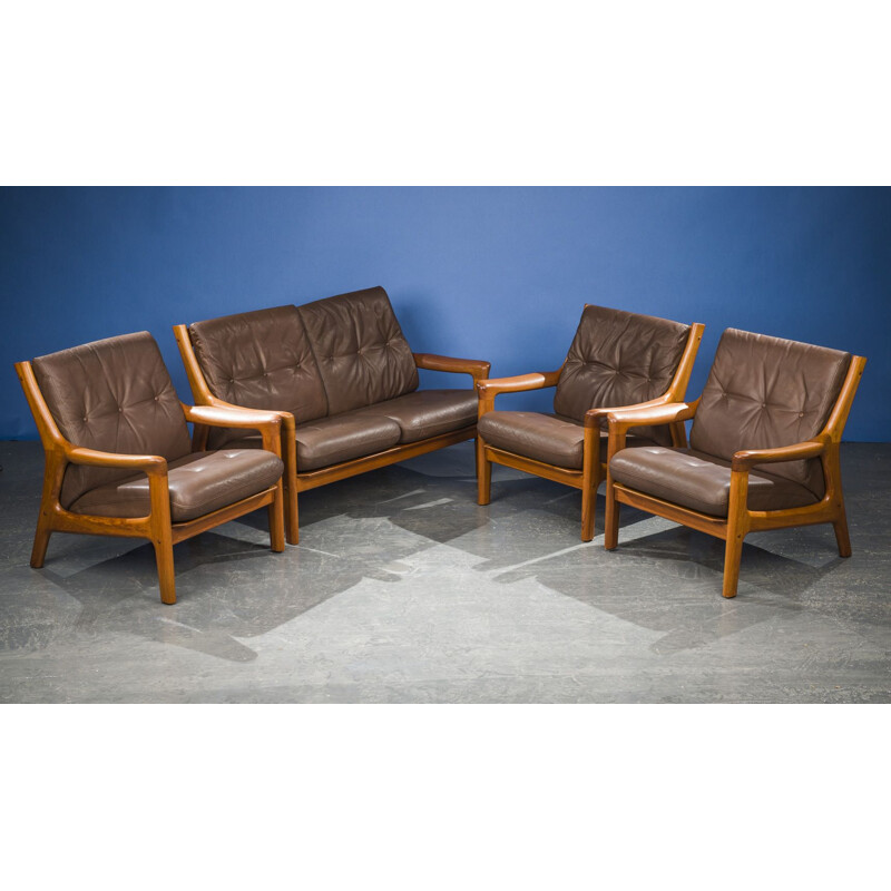 Set of 4 vintage 3 and 2 seater teak sofas by Gustav Thams for Vejen Polster mobelfabrik