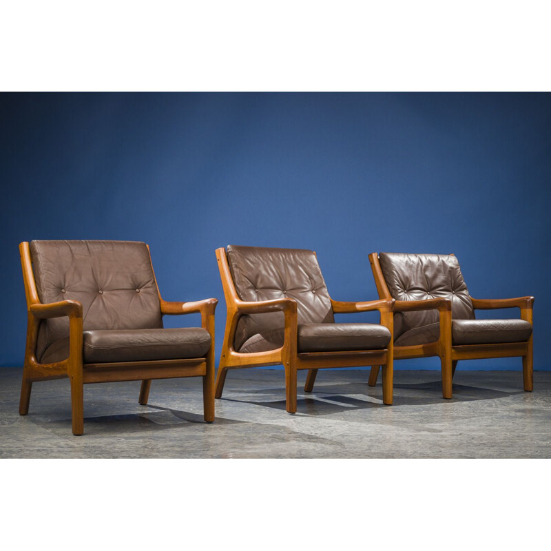 Set of 4 vintage 3 and 2 seater teak sofas by Gustav Thams for Vejen Polster mobelfabrik