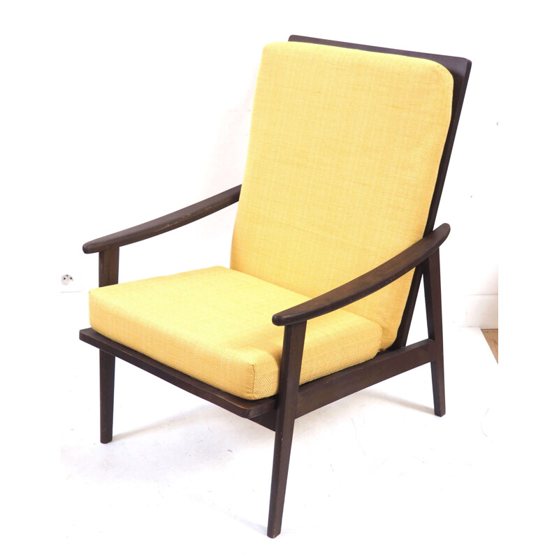 Vintage donkerhouten fauteuil, Scandinavisch