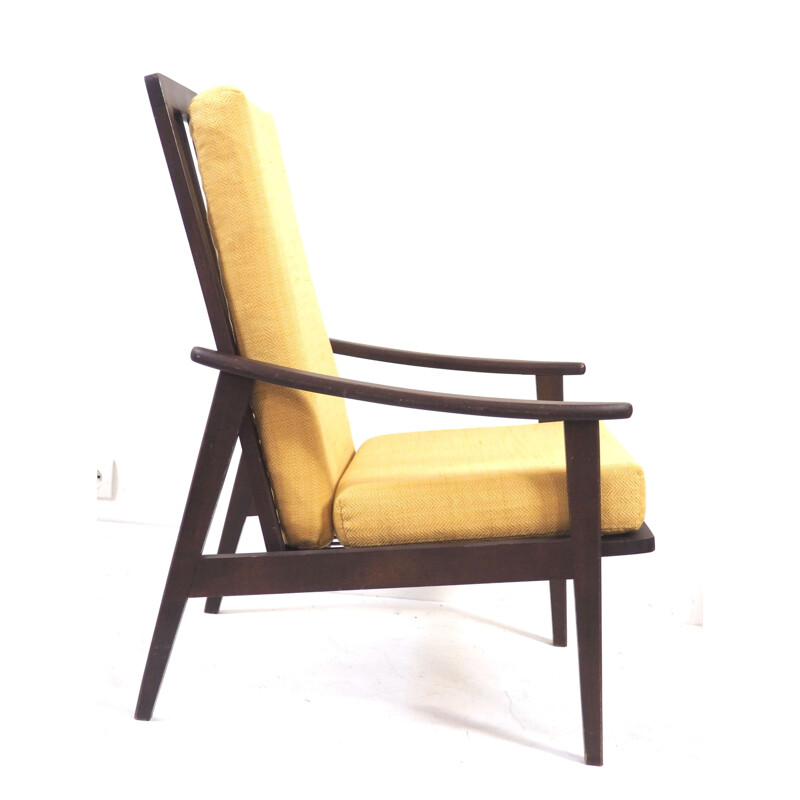 Vintage donkerhouten fauteuil, Scandinavisch