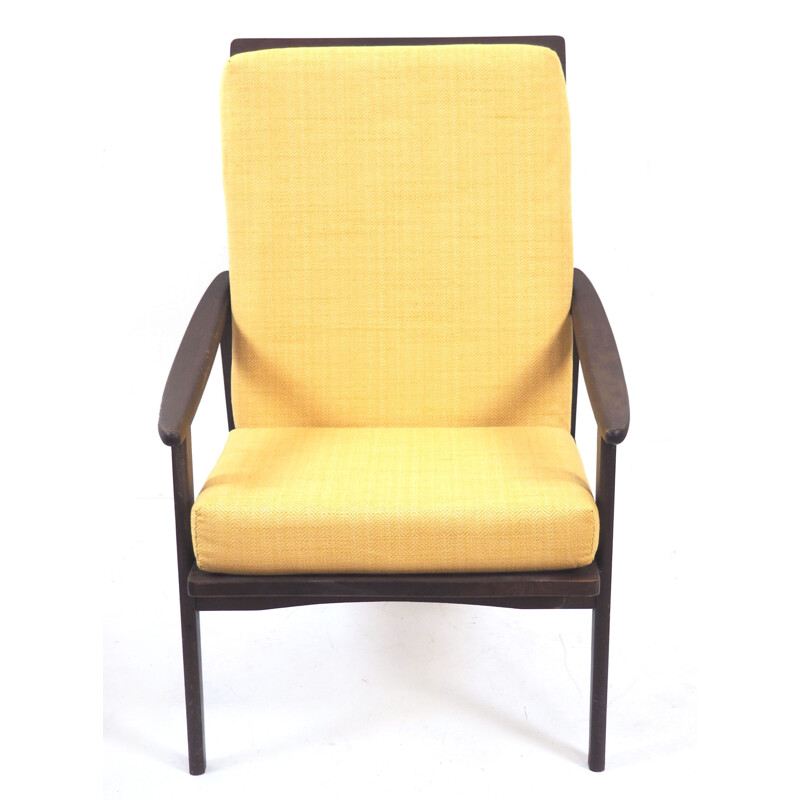 Vintage donkerhouten fauteuil, Scandinavisch