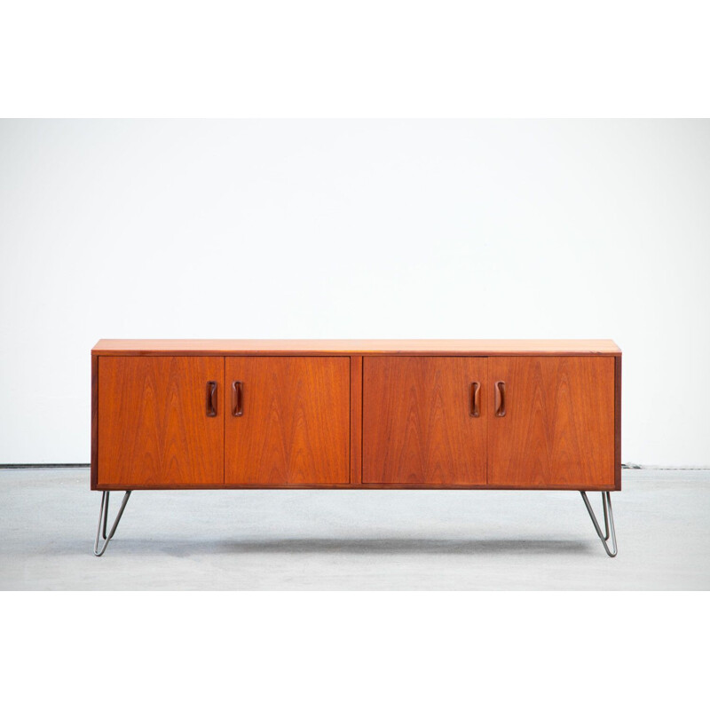 Vintage teak and steel sideboard, Scandinavian 1960s