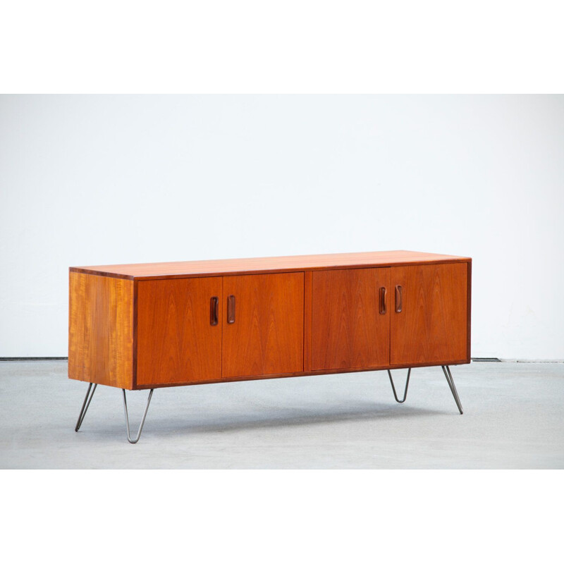 Vintage teak and steel sideboard, Scandinavian 1960s