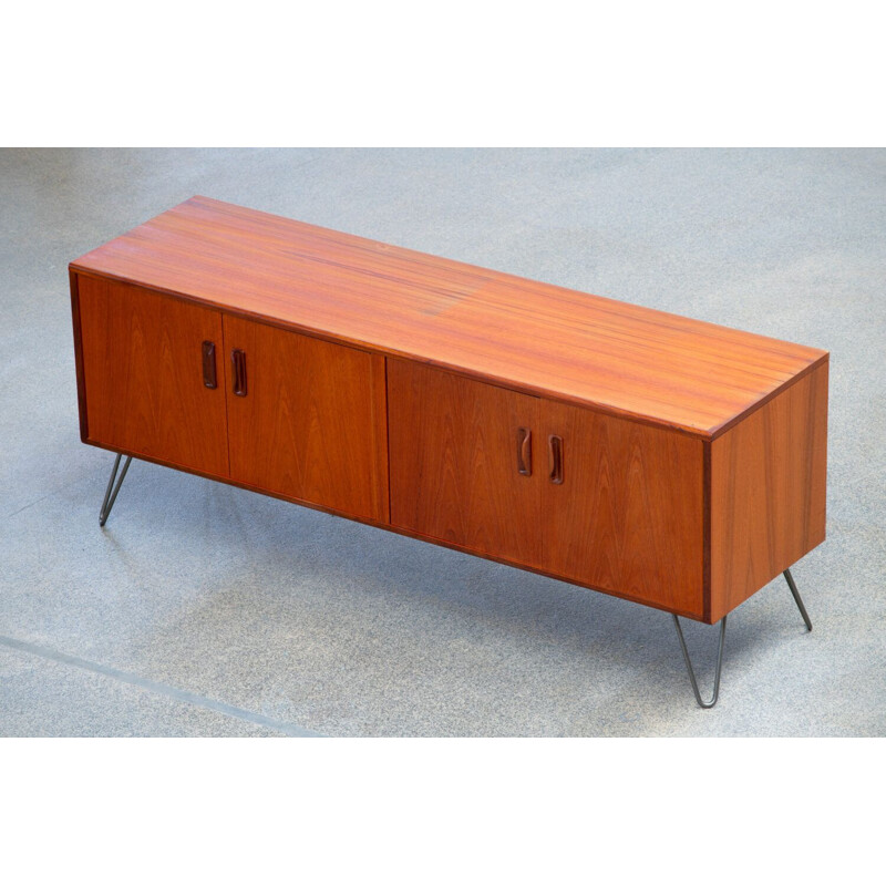 Vintage teak and steel sideboard, Scandinavian 1960s