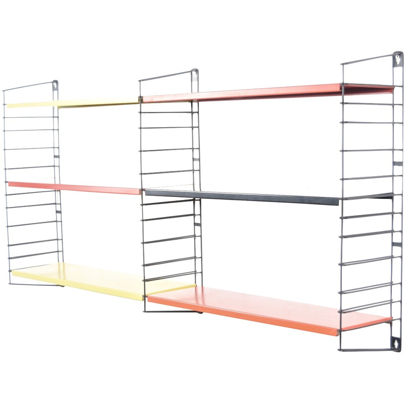 Adjustable Tomado Holland wall shelving system in metal, A. DEKKER - 1950s