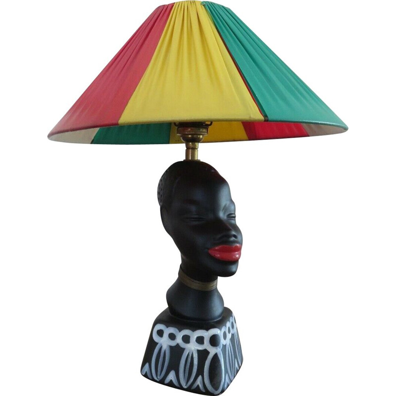 Vintage-Lampe aus mattschwarzer Keramik, 1950