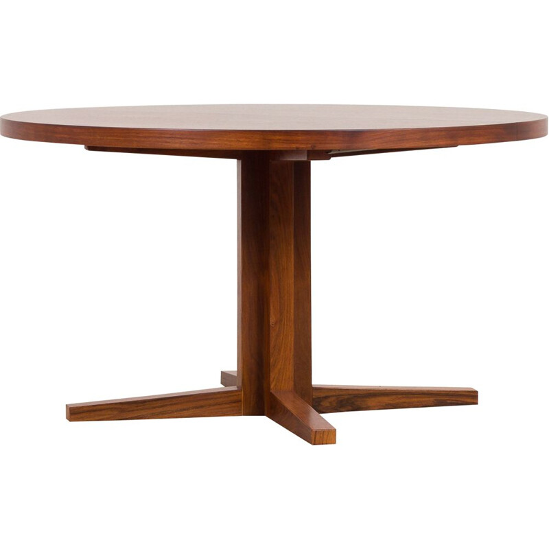 Large vintage round extension dining table by John Mortensen for Heltborg Rosewood, Denmark 1960s