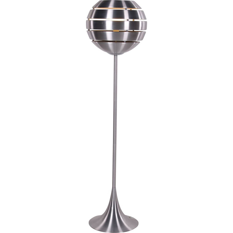 Vintage aluminum sleek floor lamp 1980s