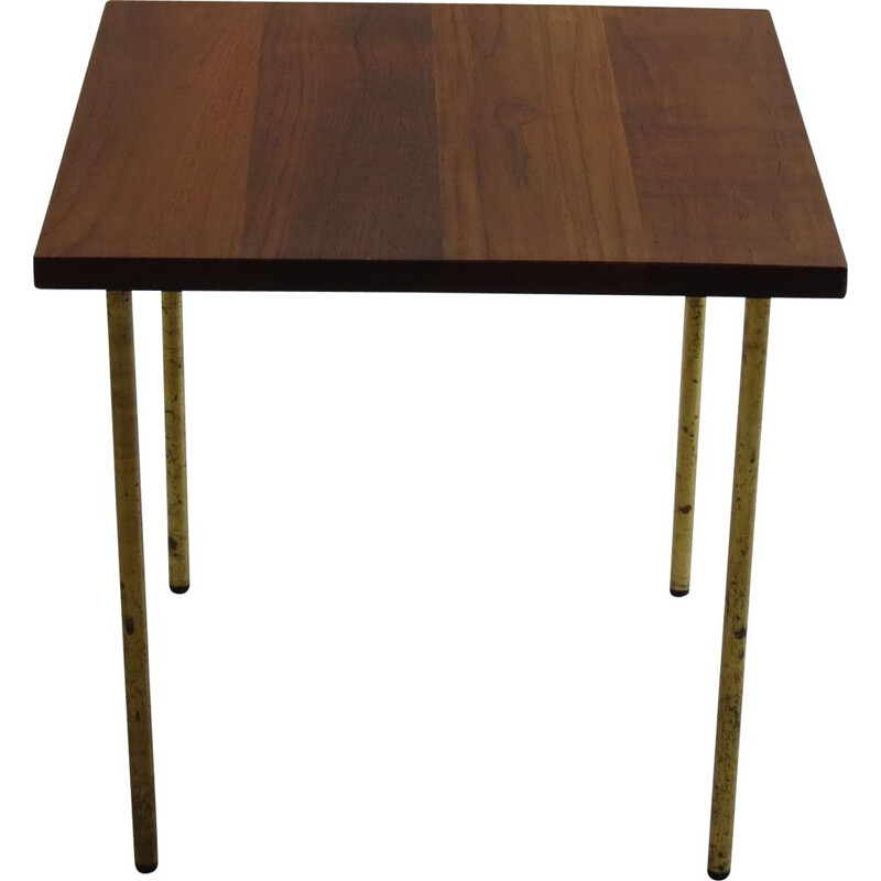 Vintage Teak And Brass Side Table By Peter Hvidt For France And Daverkosen, Danish 1950s