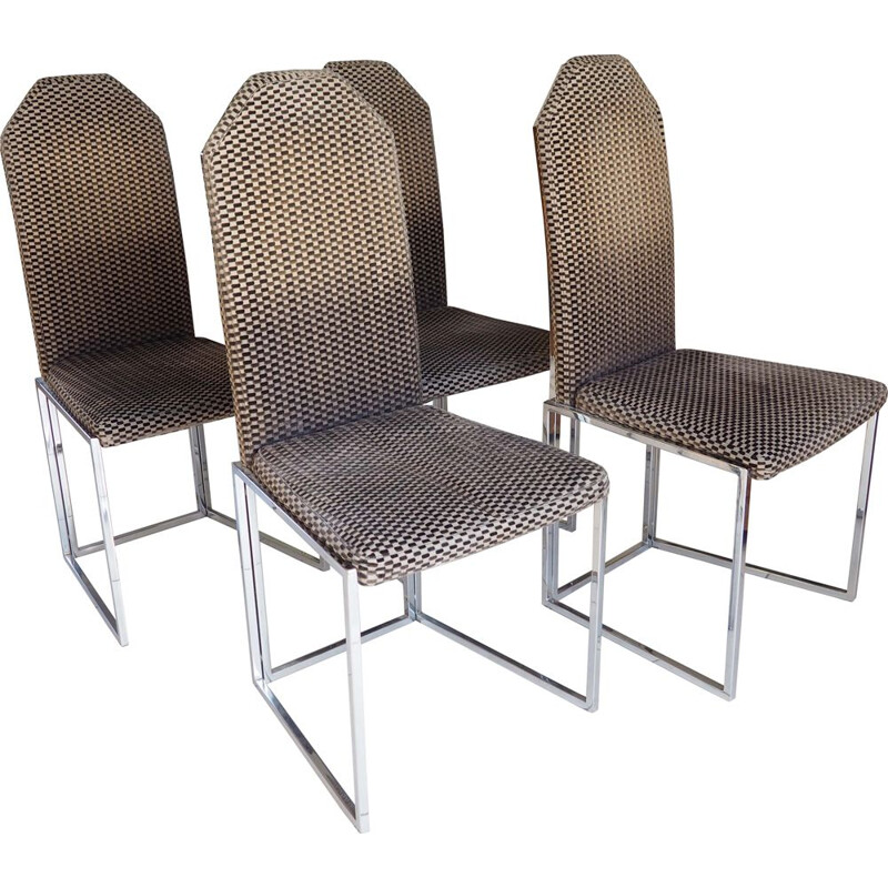 Set of 4 vintage scarface chairs 1970s