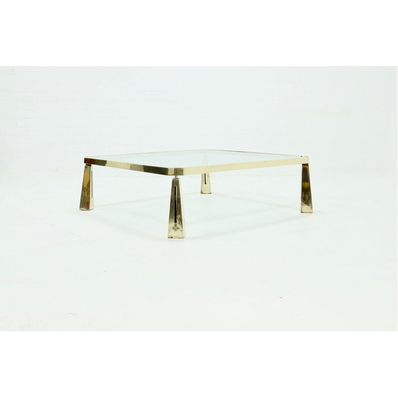 Sculptural vintage coffee table in solid brass by Peter Ghyczy, 1980