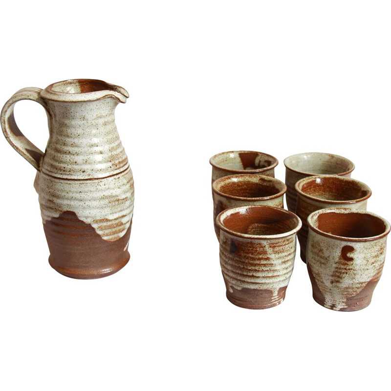 Vintage ceramic drinking set "Rame" by Giancarlo Scapin, Italy 1978