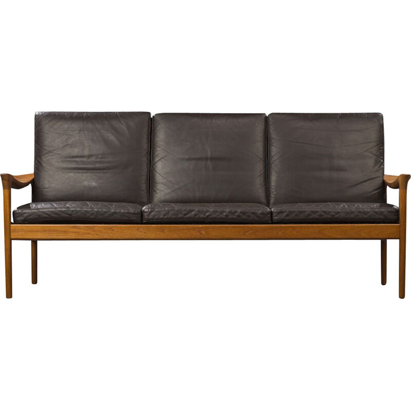 Vintage Teak 3 Seater Sofa by Illum Wikkelso for Glostrup, Denmark 1960s