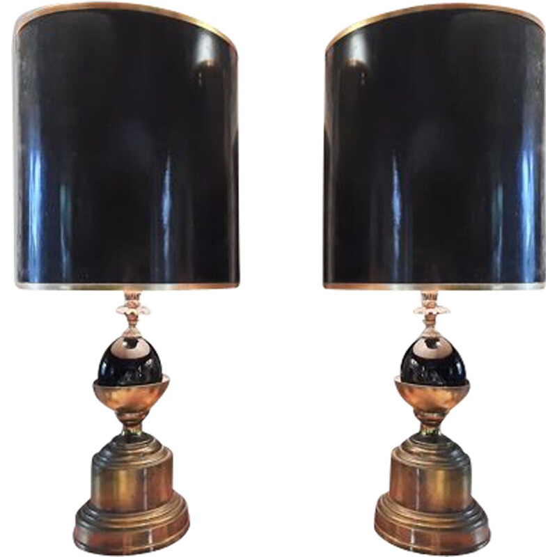 Coppia di lampade vintage Maison Charles 1950