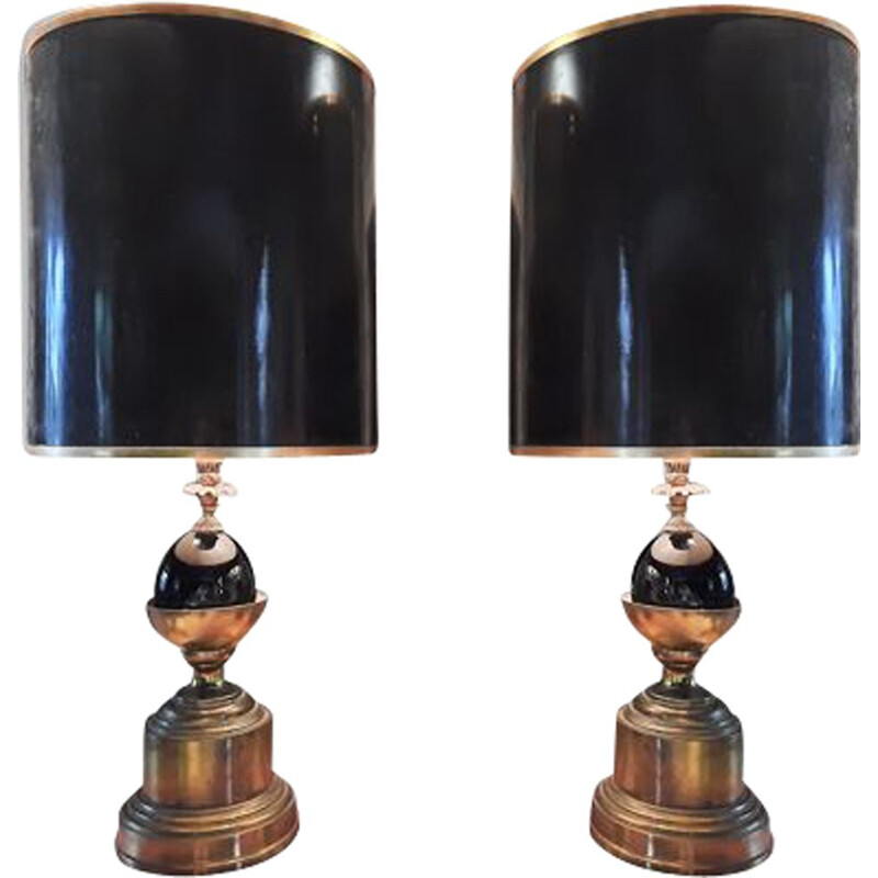 Pair of vintage lamp Maison Charles 1950s