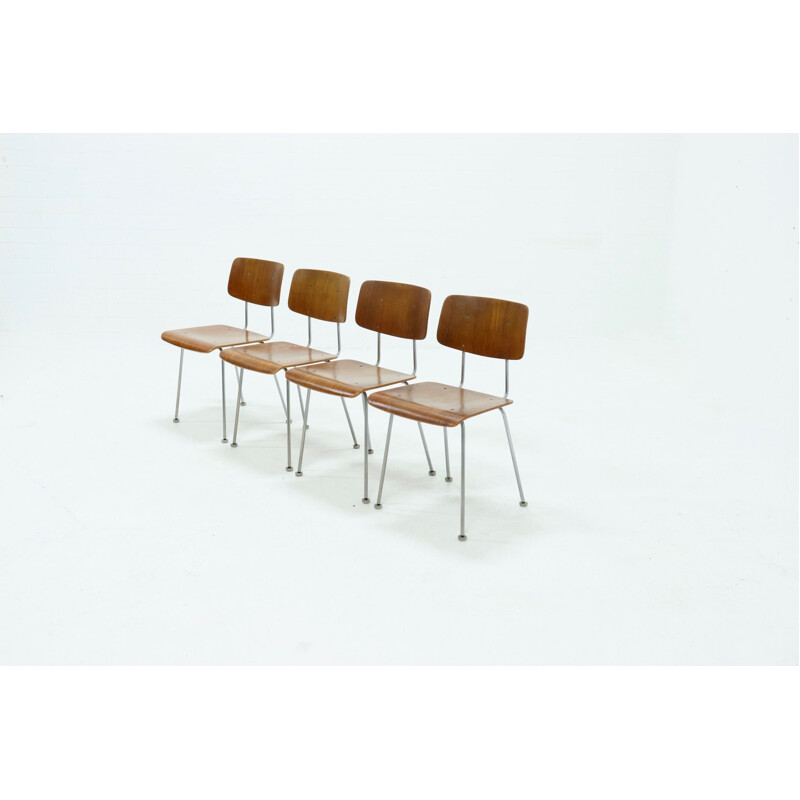 Set of 4 vintage Gispen 1263 Teak Dining Chairs by A.R. Cordemeijer 1960s