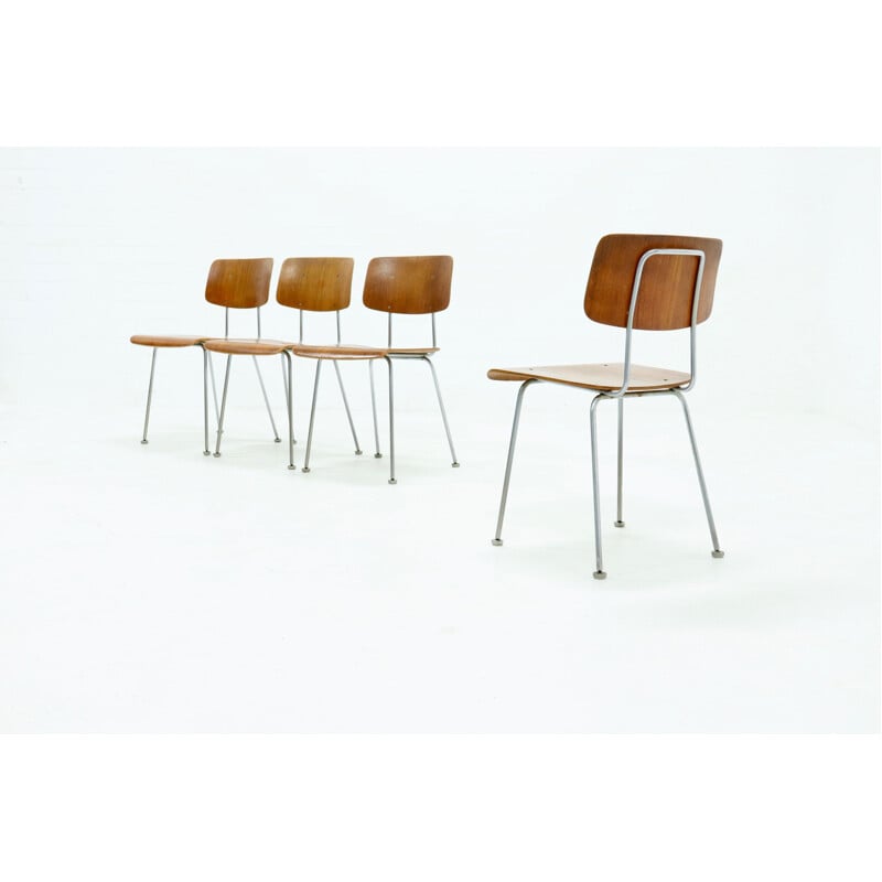 Set of 4 vintage Gispen 1263 Teak Dining Chairs by A.R. Cordemeijer 1960s