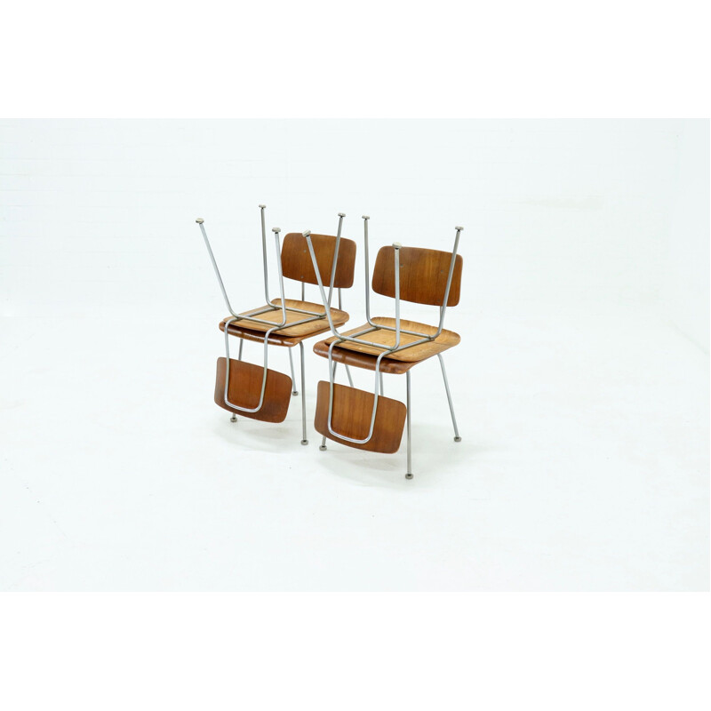 Set of 4 vintage Gispen 1263 Teak Dining Chairs by A.R. Cordemeijer 1960s