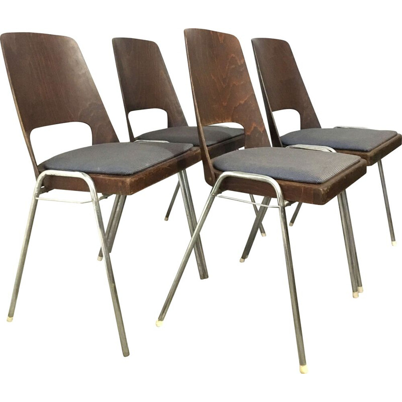 Set of 4 vintage Baumann barrel chairs