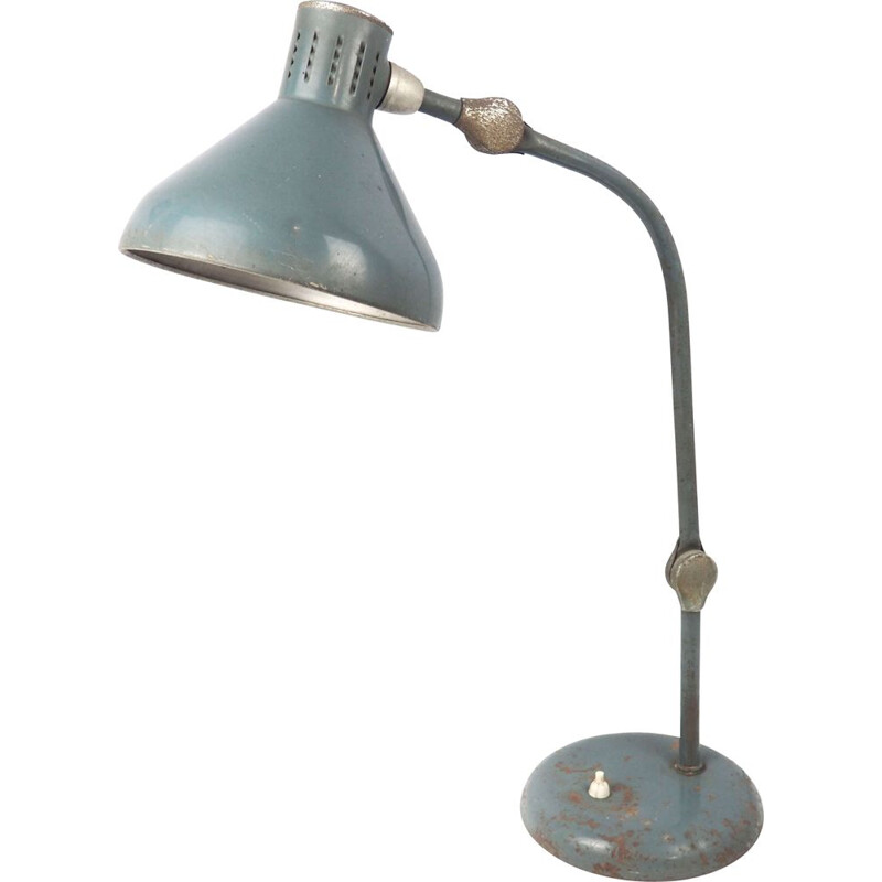 Jumo GS1 vintage enamelled sheet metal and aluminum workshop lamp, 1920