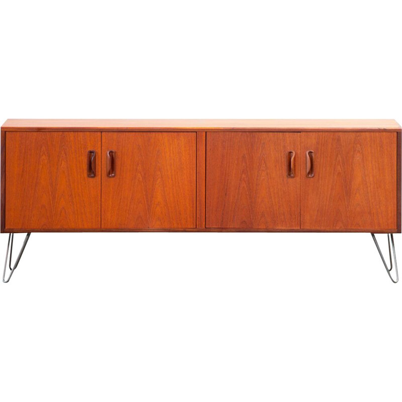 Vintage teak and steel sideboard, Scandinavian 1960s