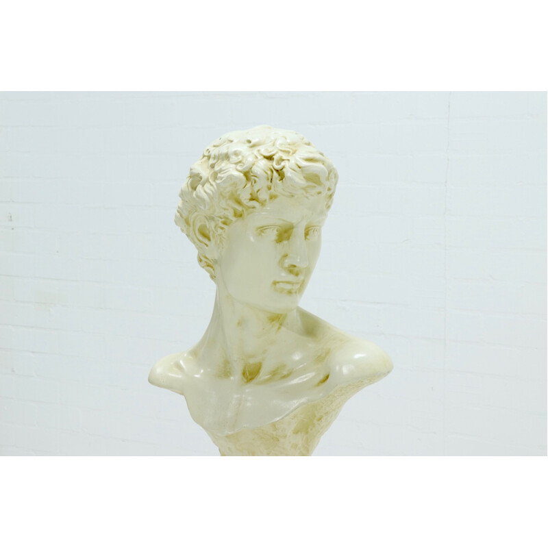 Grand buste décoratif vintage en plâtre du David de Michel-Ange 1980