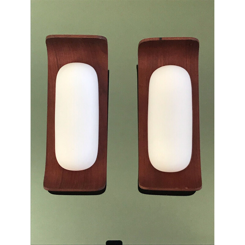 Pair of vintage teak sconces by Goffredo Reggiani 1960s