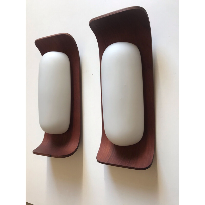 Pair of vintage teak sconces by Goffredo Reggiani 1960s