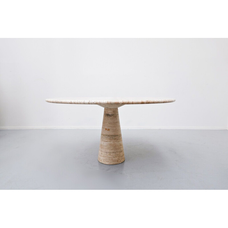 Vintage Travertine dining table by Angelo Mangiarotti