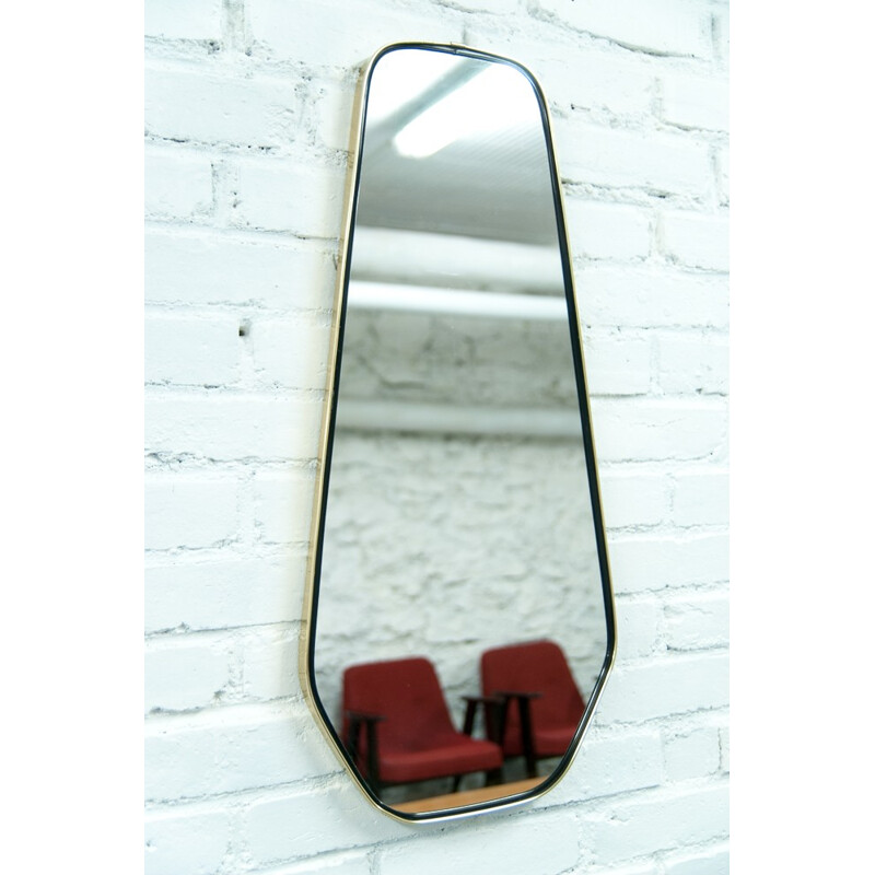 Diamond mirror in gold  brass - 1960s