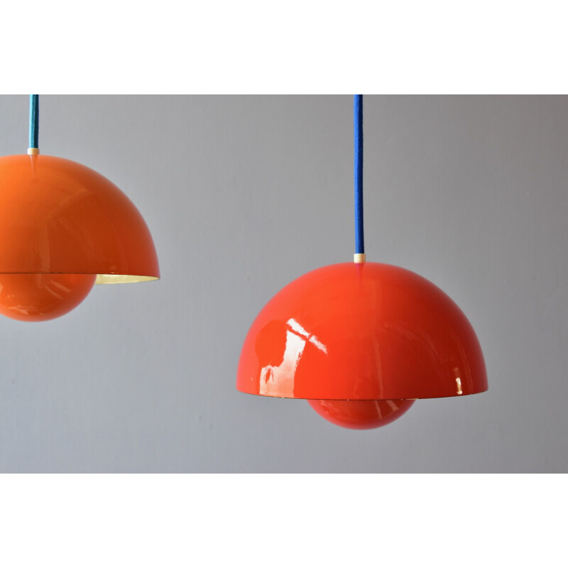 Vintage Verner Panton Enamel Flowerpot Pendant Lamp by Louis Poulsen, Denmark 1968s