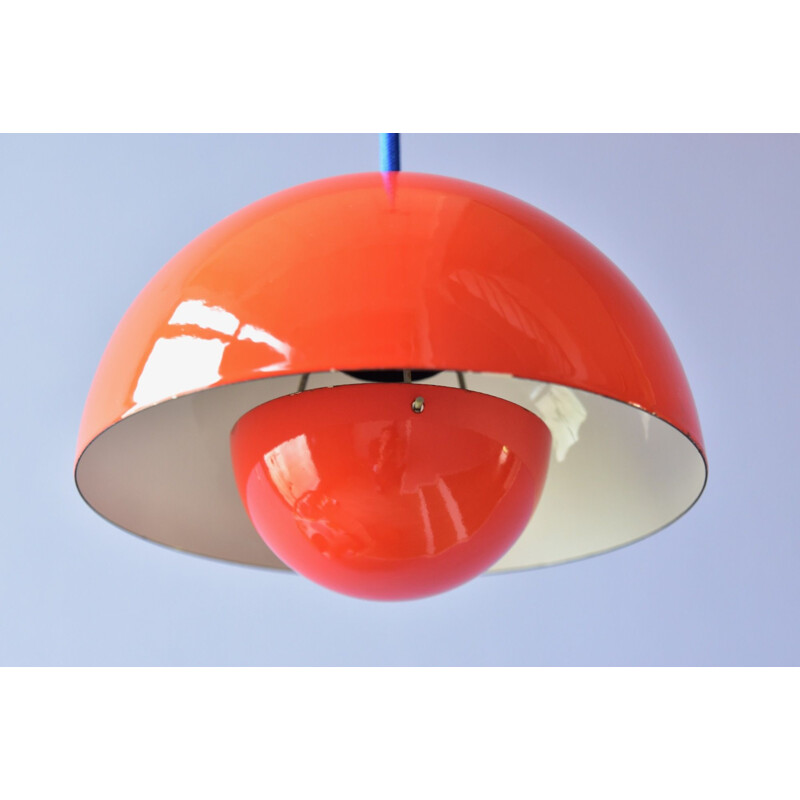 Vintage Verner Panton Enamel Flowerpot Pendant Lamp by Louis Poulsen, Denmark 1968s