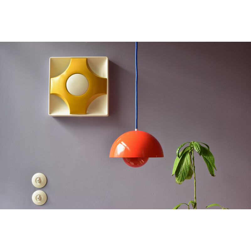 Vintage Verner Panton Enamel Flowerpot Pendant Lamp by Louis Poulsen, Denmark 1968s