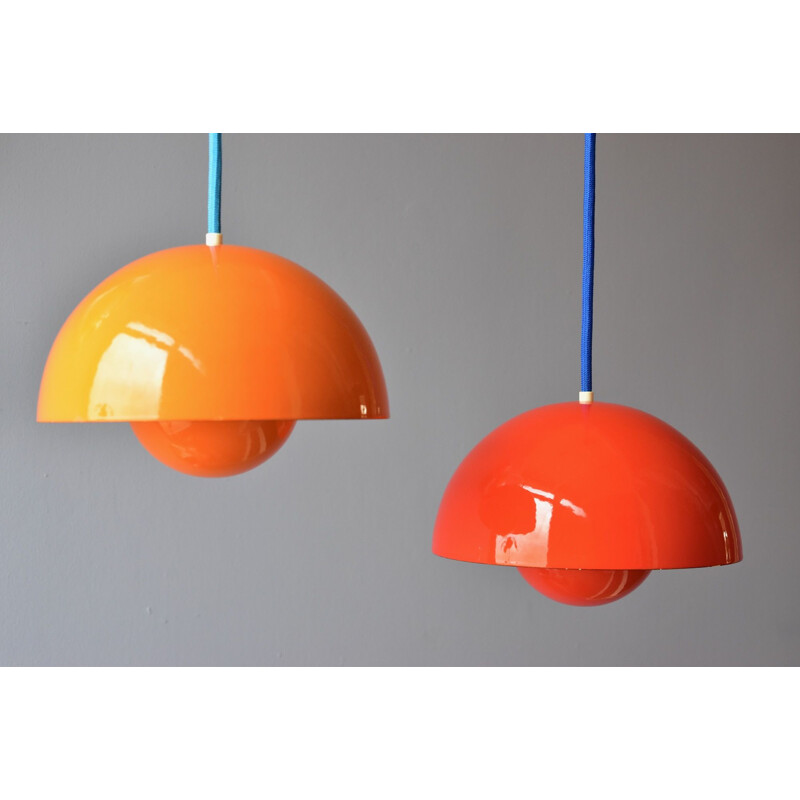 Vintage Verner Panton Enamel Flowerpot Pendant Lamp by Louis Poulsen, Denmark 1968s