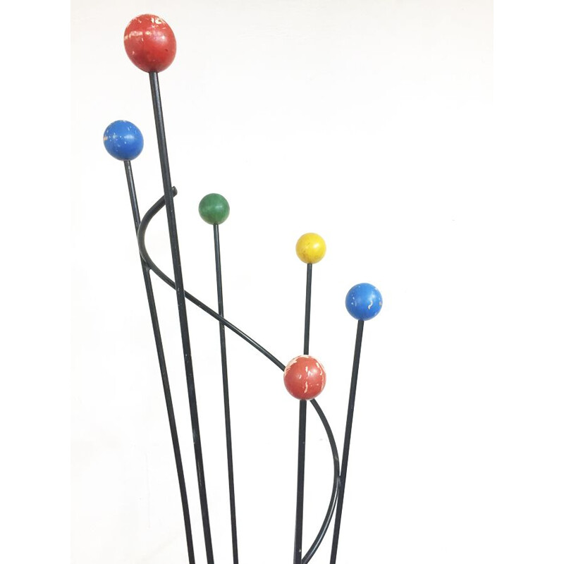 Vintage coat rack with balls by Roger Feraud 1950s