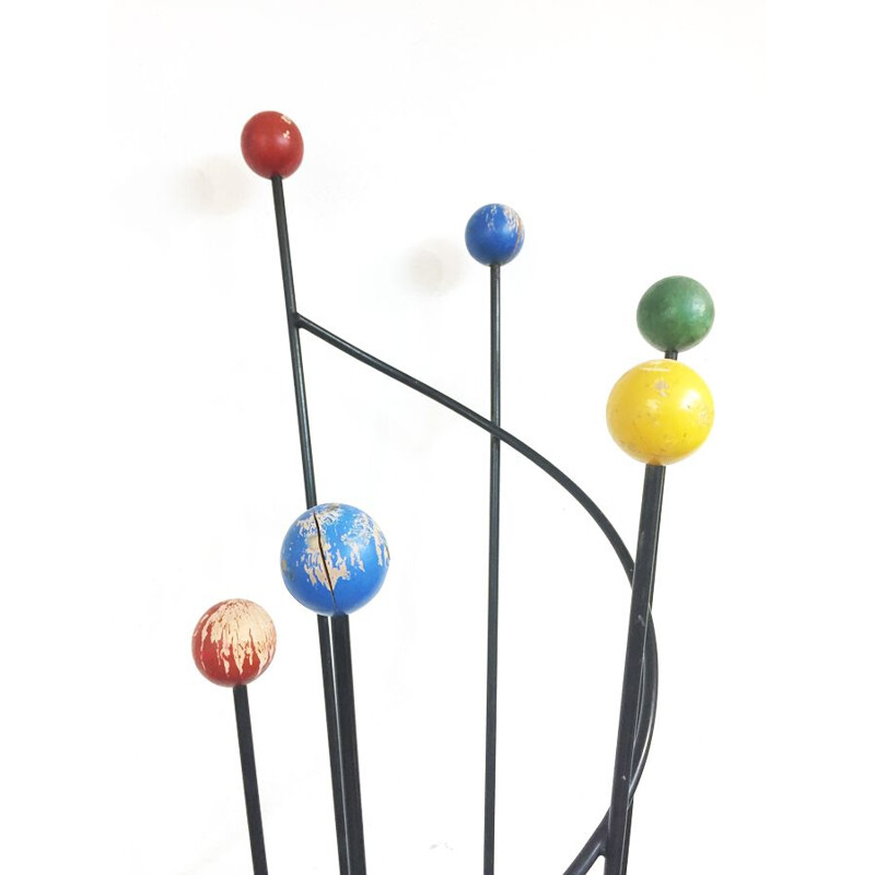 Vintage coat rack with balls by Roger Feraud 1950s