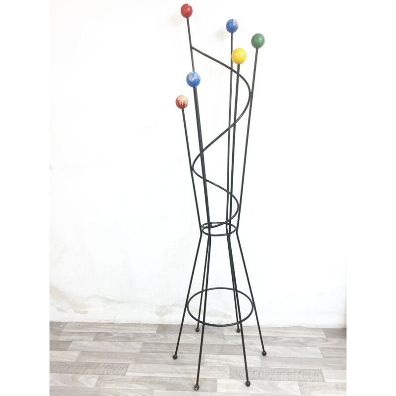 Vintage coat rack with balls by Roger Feraud 1950s