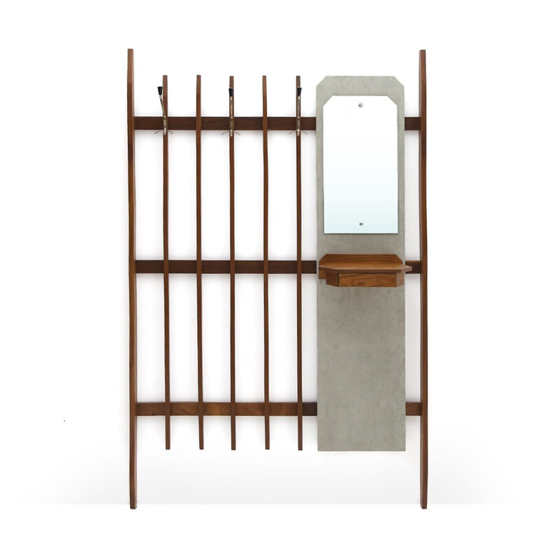 Vintage Coat hanger with mirror and console, Italy 1960s