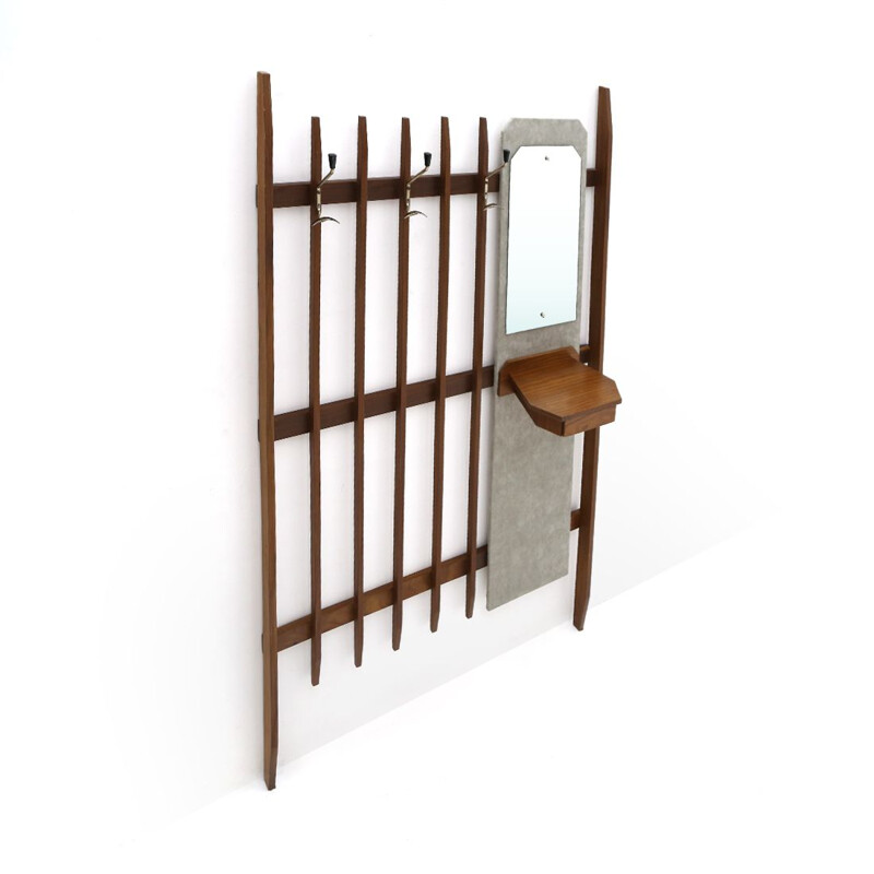 Vintage Coat hanger with mirror and console, Italy 1960s