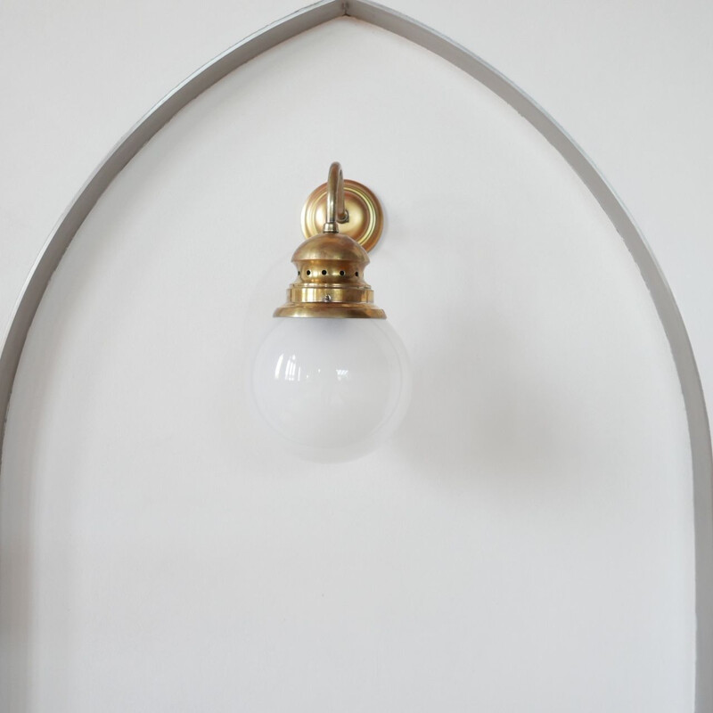 Pair of vintage brass and glass wall lamp by Luigi Caccia Dominioni LP1, 1960