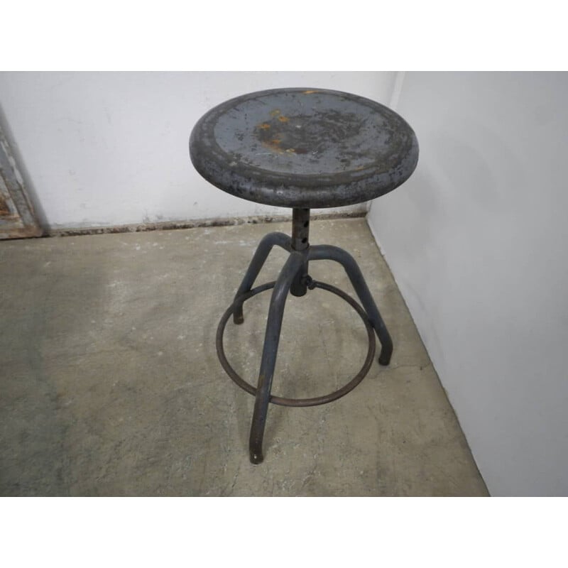 Vintage iron school stool 1950s