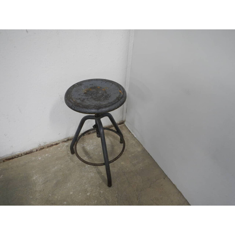 Vintage iron school stool 1950s