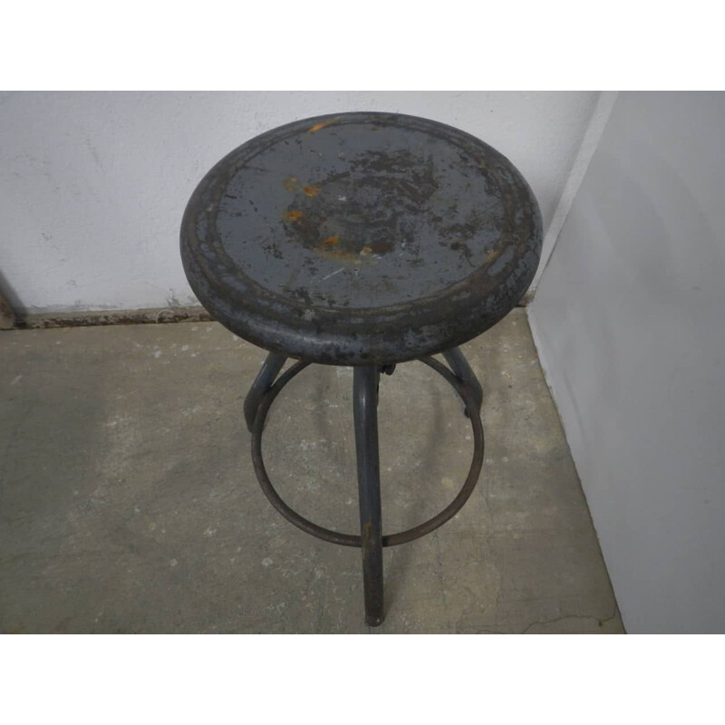 Vintage iron school stool 1950s