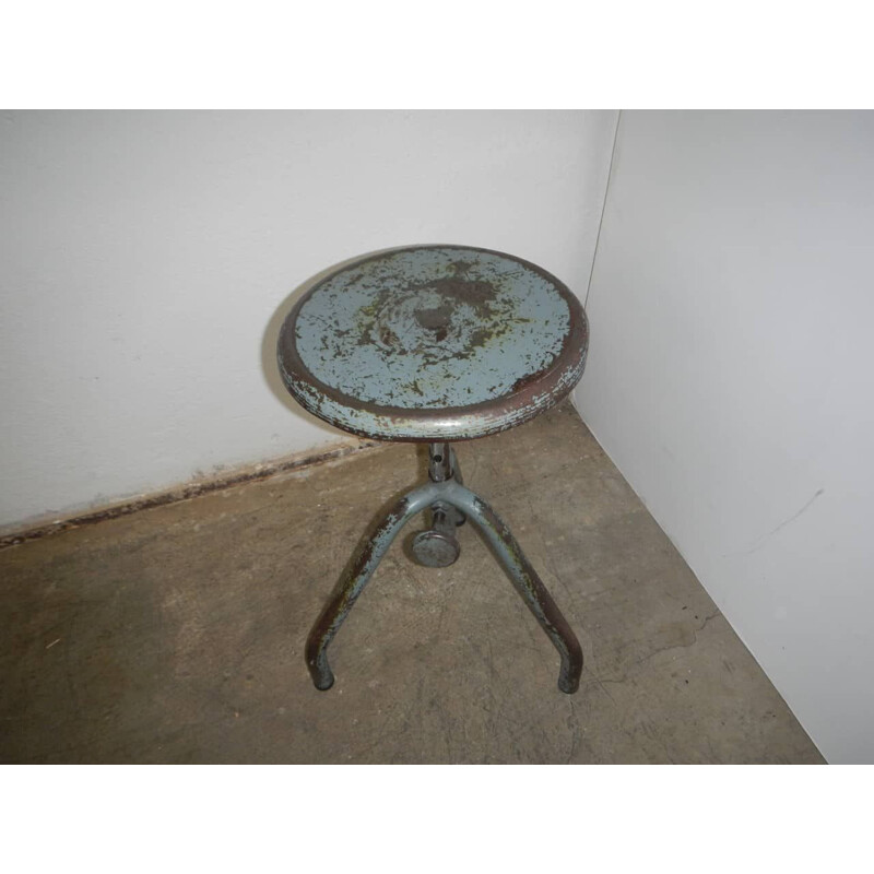 Vintage iron adjustable stool 1950s